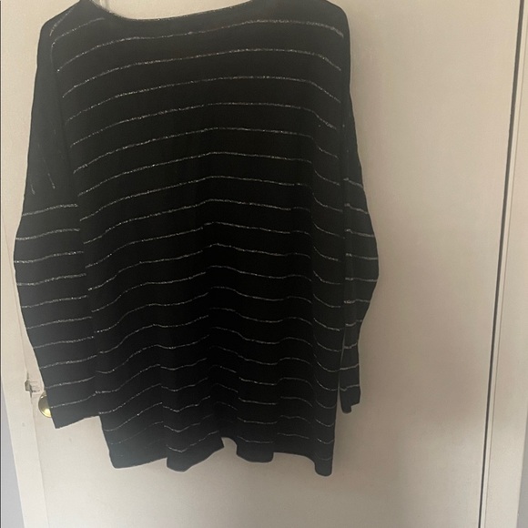 J. Jill Black and Gray Striped Women's Sweater - Picture 2 of 2